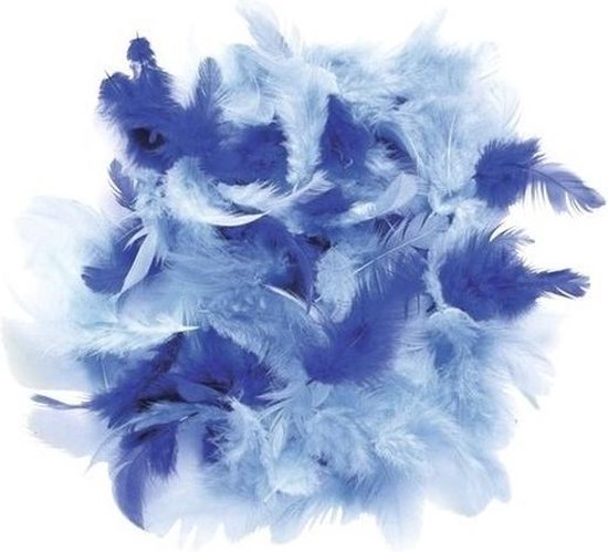 2x zakjes van 10 gram decoratie sierveren blauw tinten - Sierveren/veertjes - Hobby en knutsel materialen