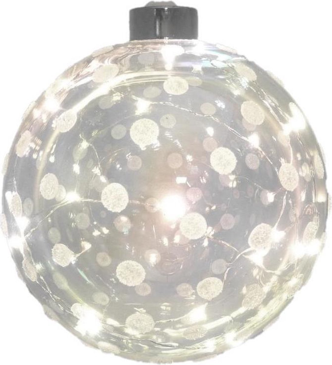 2x Glazen decoratie kerstballen met 20 led lampjes verlichting 12 cm