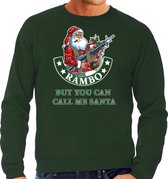 Grote maten Foute Kerstsweater / Kersttrui Rambo but you can call me Santa groen voor heren - Kerstkleding / Christmas outfit 3XL (58)