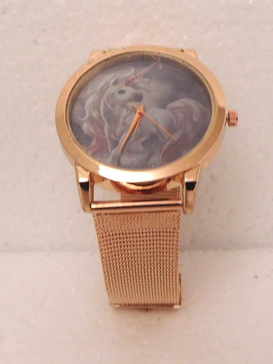 Elegant horloge met een eenhoorn, roséplated