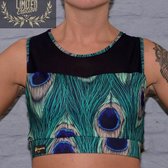 Flexmonkey polewear sporttop racerback voor paaldansen 'Peacock Pride' maat XS
