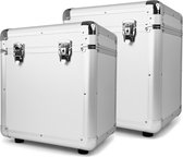 Platenkoffer - Set van 2 Power Dynamics RC100 platenkoffers voor 150 stuks 12 platen- Zilver