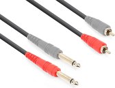 Câble audio Vonyx 2x RCA - 2x jack 6,3 mm pour les connexions mixeur et amplificateur en direct ao - 1,5 mètres