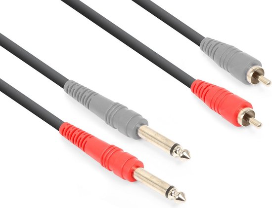 Vonyx audiokabel 2x RCA - 2x 6,3mm jack voor o.a. live mixer en versterker verbindingen - 1.5 meter