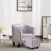 Fauteuil kunstleer met voetenbankje (Incl LW anti kras viltjes) Loungestoel - kruipstoel - Relax stoel - Chill stoel - Lounge Bankje - Lounge Fauteuil