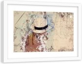 Foto in frame Vrouw met hoed, 120x80, beige, Premium print