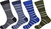 3 Paar Sokken Heren Maat 43 46 Streep Design Blauw / Zwart / Groen - Sokken Dames - Sokken Dames