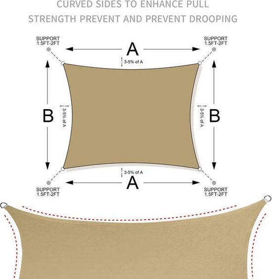 LOUZIR Plein air Voile d' auvent étanche - Voile de terrasse de Jardin - Toile d'ombrage rectangulaire