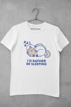 Unicorn Kat Shirt - I Rather be Sleeping - Liever slapen Eenhorn Cat Tee Dieren vriend | Schattig Cute Dier Leuk Grappig Crazy Cat Mom | Maat L