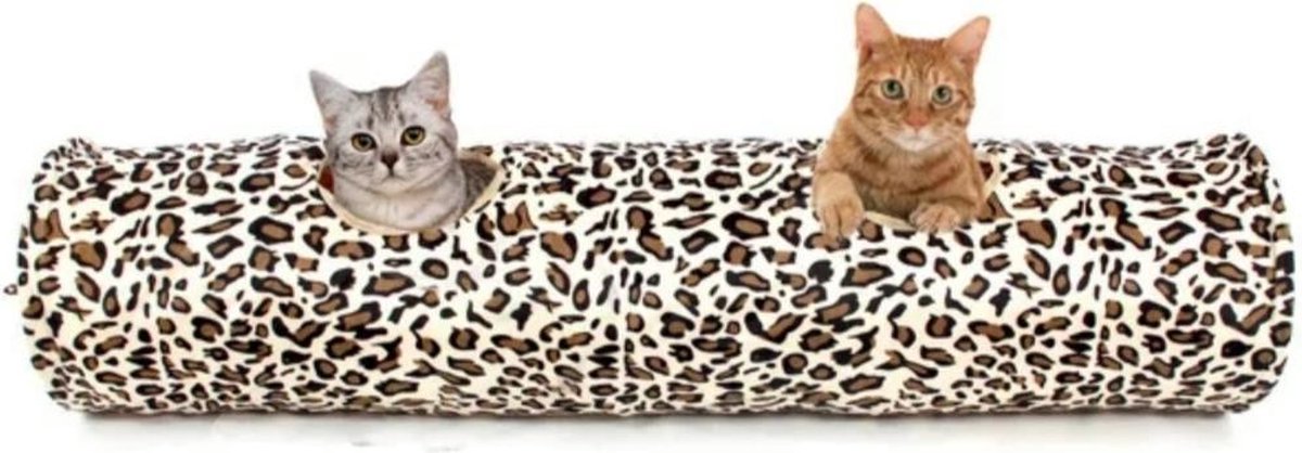 Kattentunnel - Speeltunnel kat - Kattenspeelgoed- Kattenspeeltje- Katten tunnel - Kattenhuis - speelgoed kat - 130 x 25 - Leopard - Billy & Becky — afbeelding 3