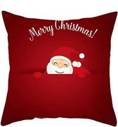 Kussenhoes Kerst Rood Merry Christmas Met Vrolijke Kerstman  (500159)