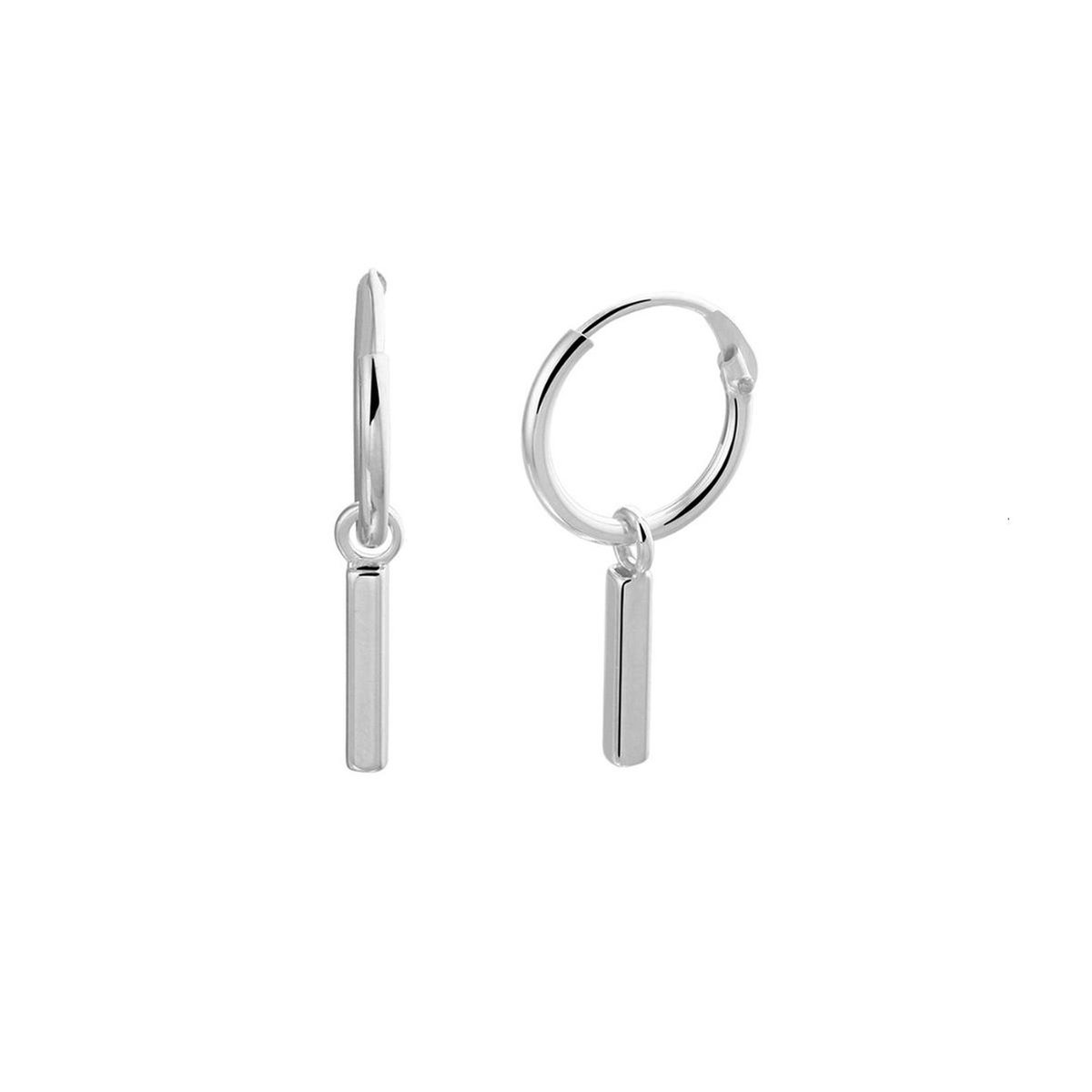 YO&NO - Oorbellen - Zilver - Oorringen - balkje - 13.5/2mm - 1.5mm - 12mm - Sieraden vrouw - Gerhodineerd - Zilver 925