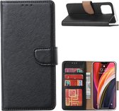 Hoesje Geschikt voor iPhone 12 / 12 Pro Hoesje Zwart Bookcase Met Pasjeshouder