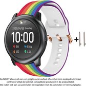 Regenboog Print Siliconen Bandje voor 22mm Smartwatches (zie compatibele modellen) van Samsung, LG, Asus, Pebble, Huawei, Cookoo, Vostok en Vector – Maat: zie maatfoto – 22 mm rubb