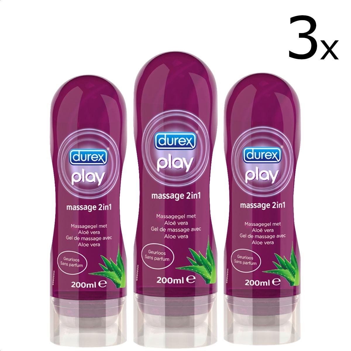 Goedkoopste Durex - Massage Olie en Glijmiddel 2-in-1 - Aloë Vera - 200ml x3