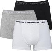 French Connection boxershorts 3pack zwart grijs wit TGISA, maat S