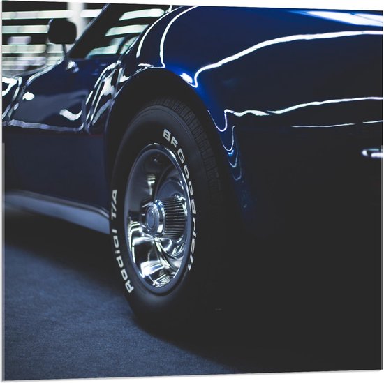 Acrylglas - Blauwe Glimmende Auto - 80x80cm Foto op Acrylglas (Wanddecoratie op Acrylglas)