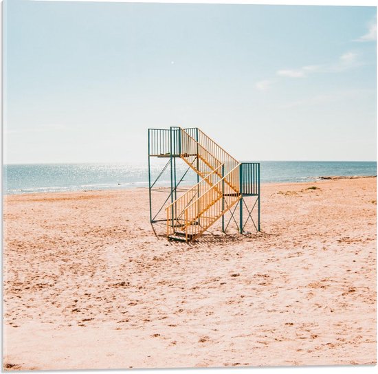 Acrylglas - Trapje op Strand - 50x50cm Foto op Acrylglas (Wanddecoratie op Acrylglas)