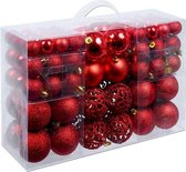 Kerstballenset - 100 stuks - 3/4/6cm - Plastic Rood