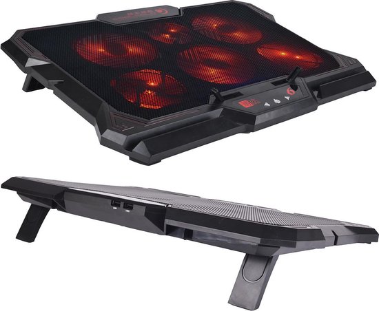 CoolCold Laptop Cooler 17 Inch - Gaming Laptop Cooler - Laptop Standaard Met 6 Ventilatoren - CPU Koeler - Rood