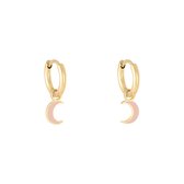 Oorbellen Pastel Moon | Goud - Roze