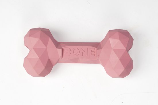 Hondenspeelgoed kauwbeen rubber - roze design 16.5 x 7.4 x 4,5 cm