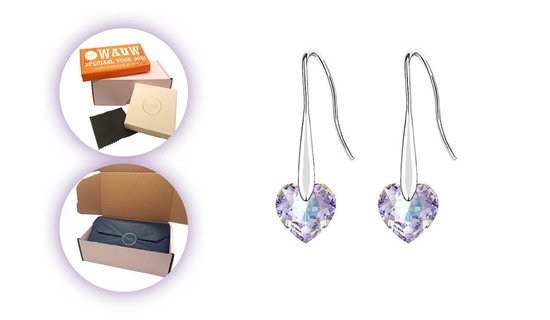 CHARO Bijoux Femme - Swarovski - Boucles d'oreilles - Violet - Argent - Cadeau