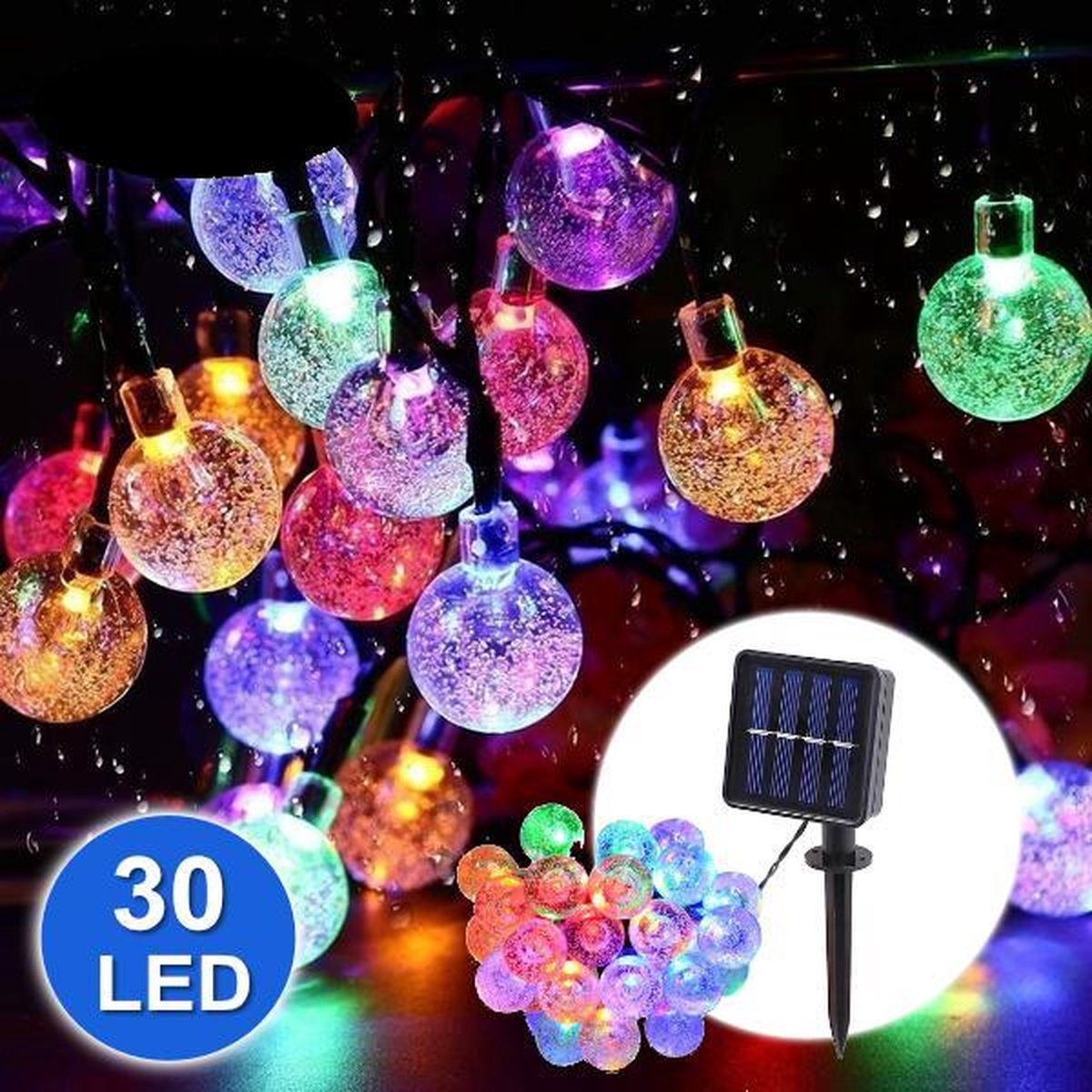 Verlichting Snoer op zonne energie 5 Kleuren Kristal Solar 30 Led