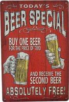 Metalen wandbord wandplaat Today's Beer Special - Bier mancave verjaardag cadeau vaderdag kerst sinterklaas