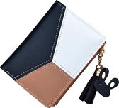 ZILOU® Ladies Wallet Compact - Mini Wallet Wallet - Cuir artificiel - Patchwork - Zwart
