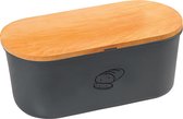 Boîte à lunch grise avec housse de planche à découper en bois 18 x 34 x 14 cm - Matériel de cuisine - Boîtes à pain/ boîtes à lunch / tambours à pinces - Pain / ranger les petits pains et garder au frais