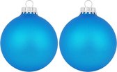 12x Intens blauwe glazen kerstballen mat 7 cm kerstboomversiering - Kerstversiering/kerstdecoratie blauw