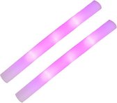 Set van 4x stuks party lichtstaven met roze LED licht 48 cm - Feestartikelen