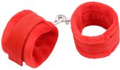 INTOYOU BDSM LINE - Handcuffs With Velcro With Long Fur Red
