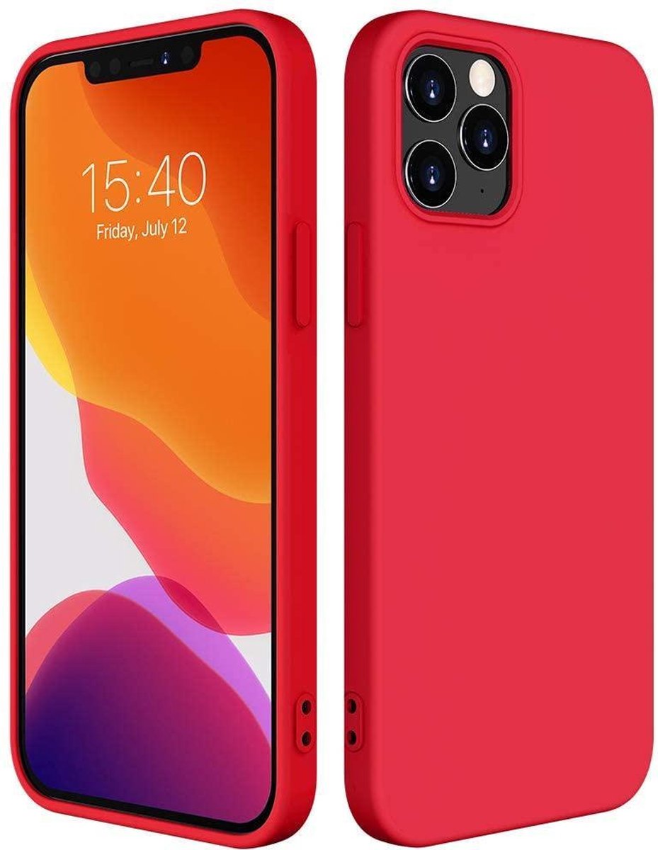 HB Hoesje Geschikt voor Apple iPhone 12 / Apple iPhone 12 Pro - Rood - Siliconen Back Cover