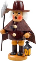 Rookmannetje met lamp en bijl | Houten kerstdecoratie / wierookhouder | 14 cm hoog