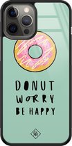 iPhone 12 Pro Max hoesje glass - Donut worry | Apple iPhone 12 Pro Max  case | Hardcase backcover zwart