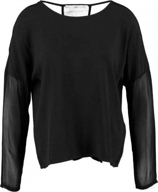 Aaiko zwart viscose deels transparant shirt 7/8e mouw - Maat XL | bol