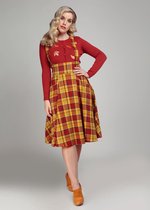 Collectif Alexa Autumn Leaves Check 50's Swing Rok Oranje