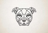 Line Art - Hond - Amerikaanse Bulldog - L - 82x108cm - Zwart - geometrische wanddecoratie