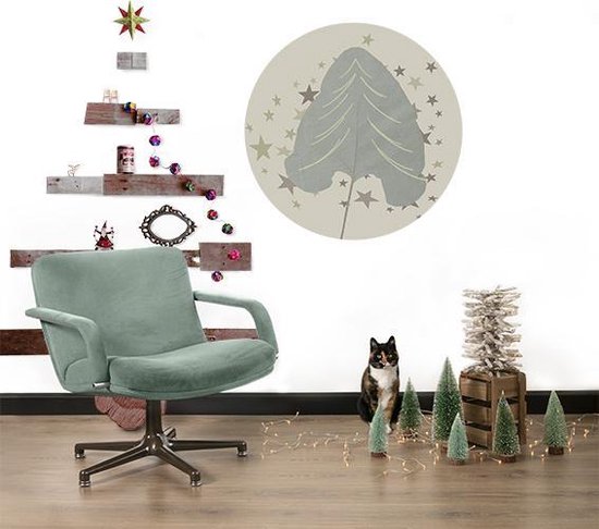 Ideasonthefloor.com – kerst muurcirkel – kerstboom - botanisch - zand - zelfklevend - Ø 50 cm