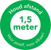 5 x VLOER EN MUURSTICKERS HOUD AFSTAND 1,5 METER 300 MM ROND