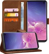 Samsung S10 Hoesje - Samsung Galaxy S10 Hoesje Book Case Leer Wallet Bruin - Hoesje Samsung S10