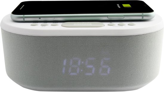 AIC 18BT wekkerradio draadloze telefoonoplader - ingebouwde bluetooth speaker Wit |