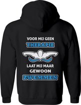 voor mij geen therapie, maar zwemmen heren vest – zwembad vest met capuchon Dames – Perfecte sport quotes en teksten Sweatvest vest Cadeau – tekst hoodie met rits en print - Maat XL