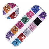 Nail art diamonds bakje 12 st. diverse kleuren