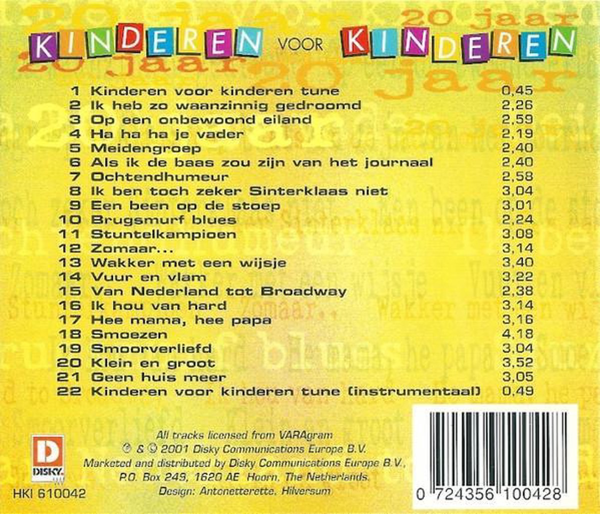 20 Jaar Kinderen Voor Kinderen, Kinderen voor Kinderen | CD (album) |  Muziek | bol.com