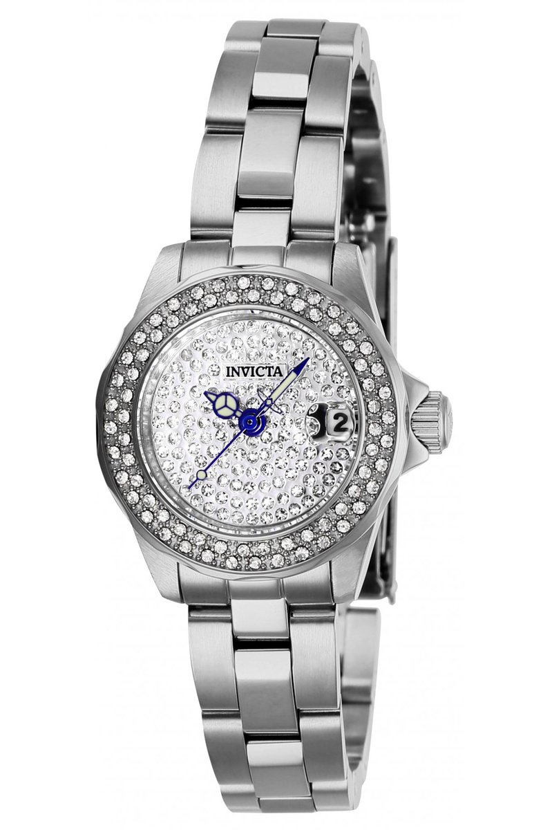 Invicta Angel 28453 Dames Horloge - Waterdicht - Analoog - Quartz Uurwerk - Roestvrij Staal met zilveren Wijzerplaat - 24mm