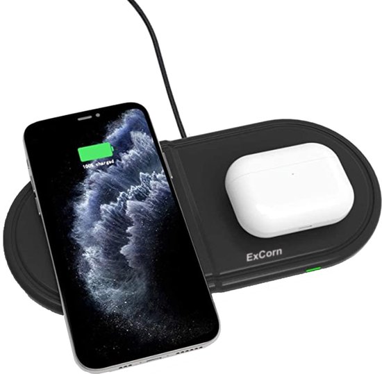 Bevestiging afgunst Danser ExCorn 2-in-1 Draadloze Apple Oplader - Wireless Charger voor iPhone,  Samsung, Smart... | bol.com