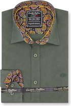 Heren Overhemd - Slim Fit - Paisley Contrastbeleg - Groen - Maat M